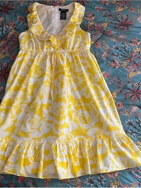 Signature Yellow and White Floral Ruffle Dress